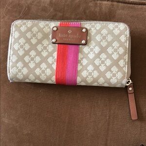 Kate Spade Cream and Pink Wallet with Bold Stripe